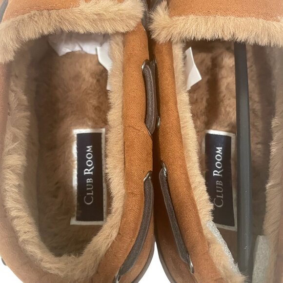 Tan Moccasin Slippers Mens Indoor Outdoor Fleece Lined Small Cozy Winter Lounge - Picture 8 of 10